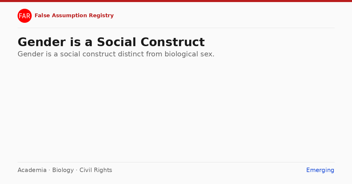 False Assumption: Gender is a Social Construct