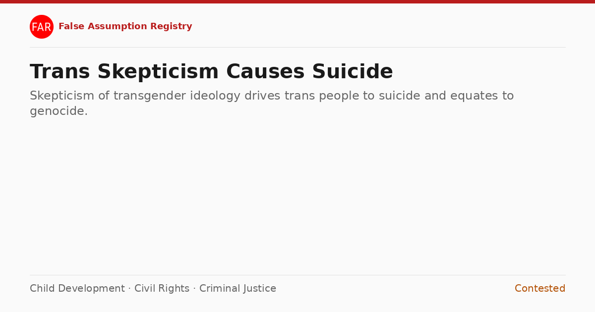 False Assumption: Trans Skepticism Causes Suicide